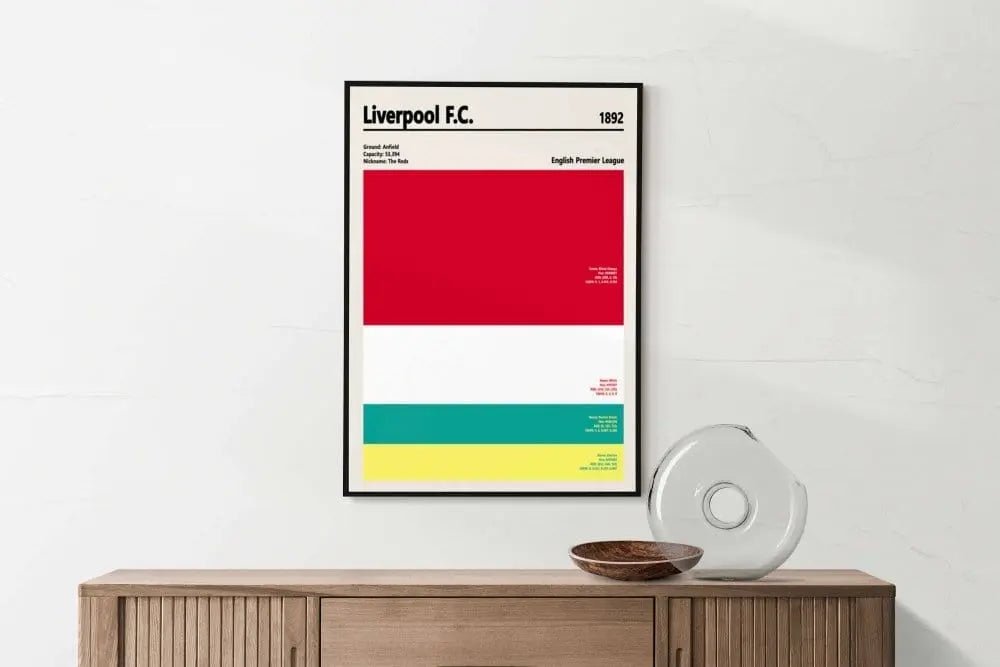 Framed Liverpool FC colour swatch print