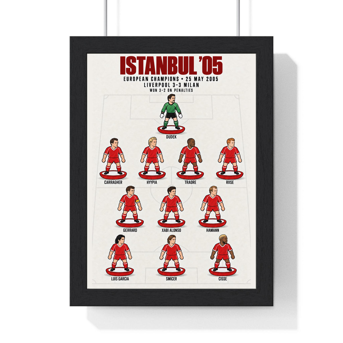 Liverpool Istanbul 2005 XI print in a black frame