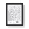Liverpool street map poster in white, minimal city map print framed in a black frame