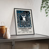 loanDepot park map print framed and leaning on a sideboard