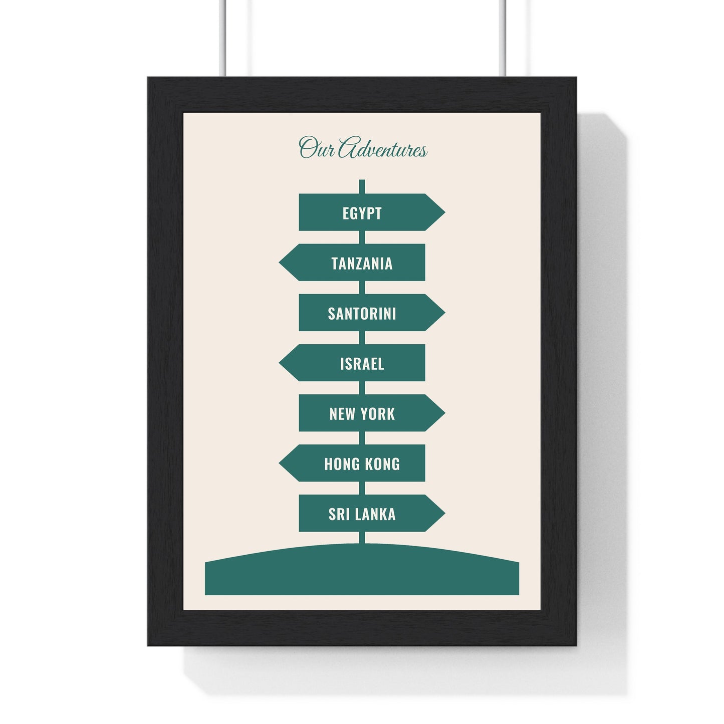 Personalised Travel Signpost Print | Custom Holiday Destinations Poster