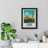 Framed London travel poster back view