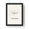 London Rail Lines Map Print - framed minimal London rail lines map print, black lines on cream paper