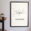 London Rail Lines Map Print - London rail lines map print on the living room wall