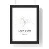 London Rail Lines Map Print - framed London rail lines map print with a highlighted station and caption