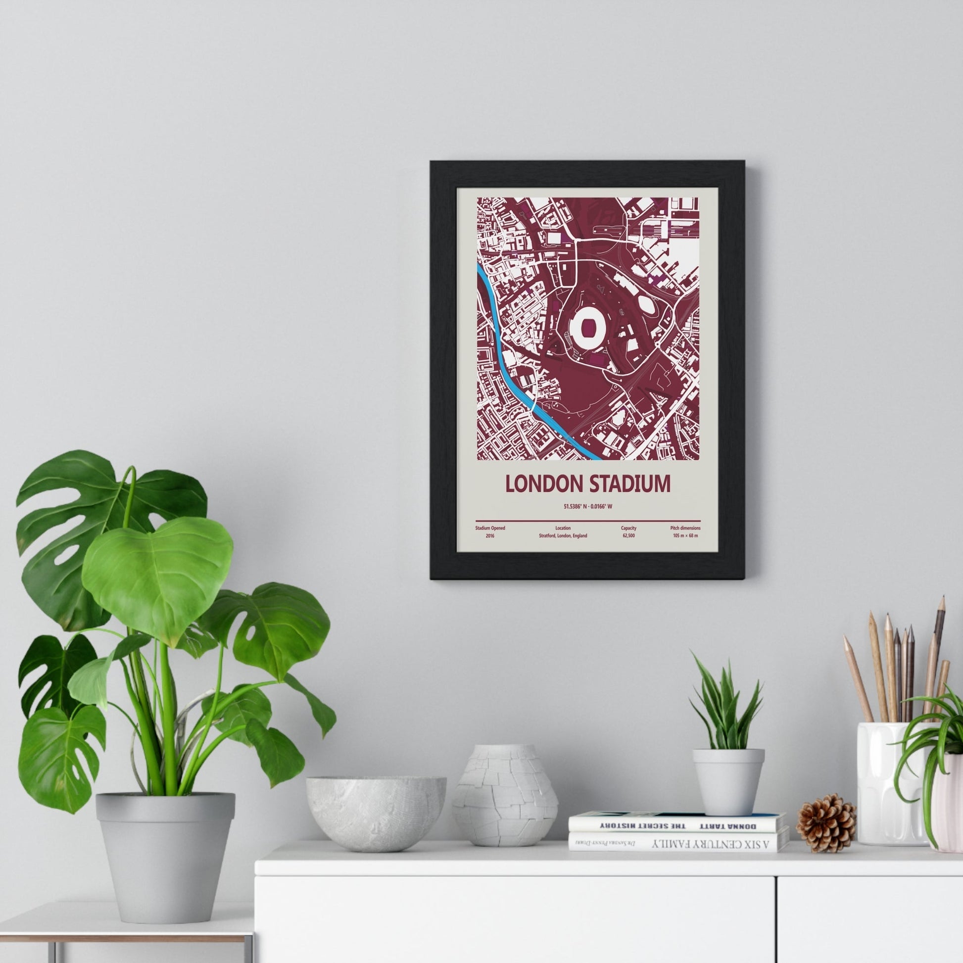 Framed London Stadium West Ham map print