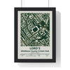 Lord's map print framed in a black frame, ready to hang