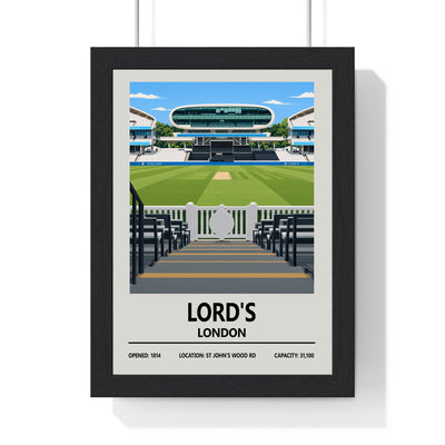 Lord's cricket ground print framed in a black frame, ready to hang