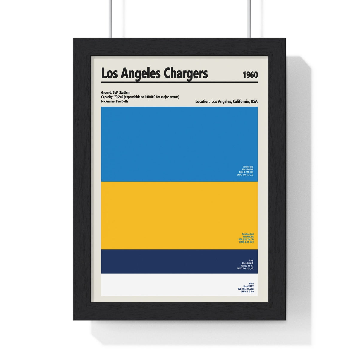 Los Angeles Chargers Colour Swatch Print