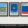 Los Angeles Dodgers Fan Wall Set | Dodger Stadium Print, Stadium Map & Team Colours