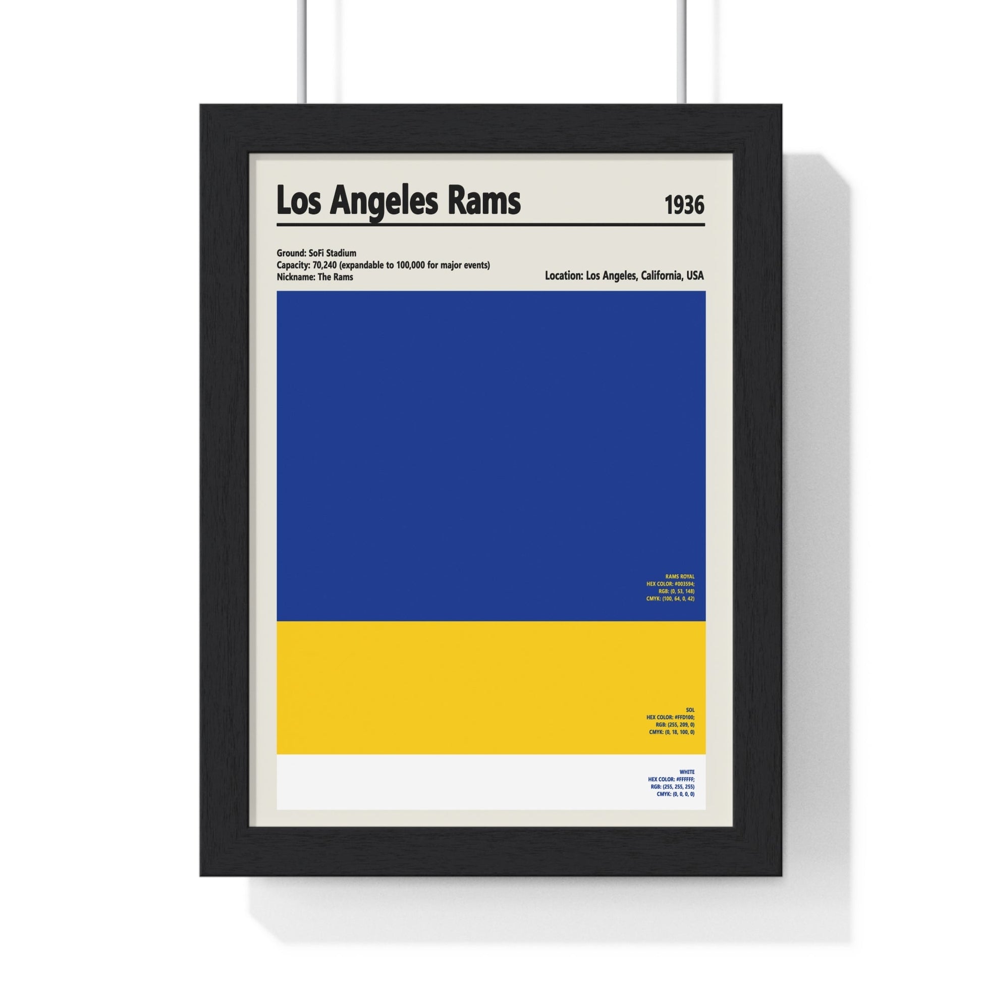 Framed Los Angeles Rams colour swatch print