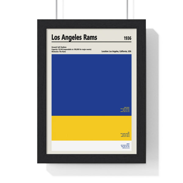 Los Angeles Rams colour swatch print framed in Poster Kingz black frame with white mat