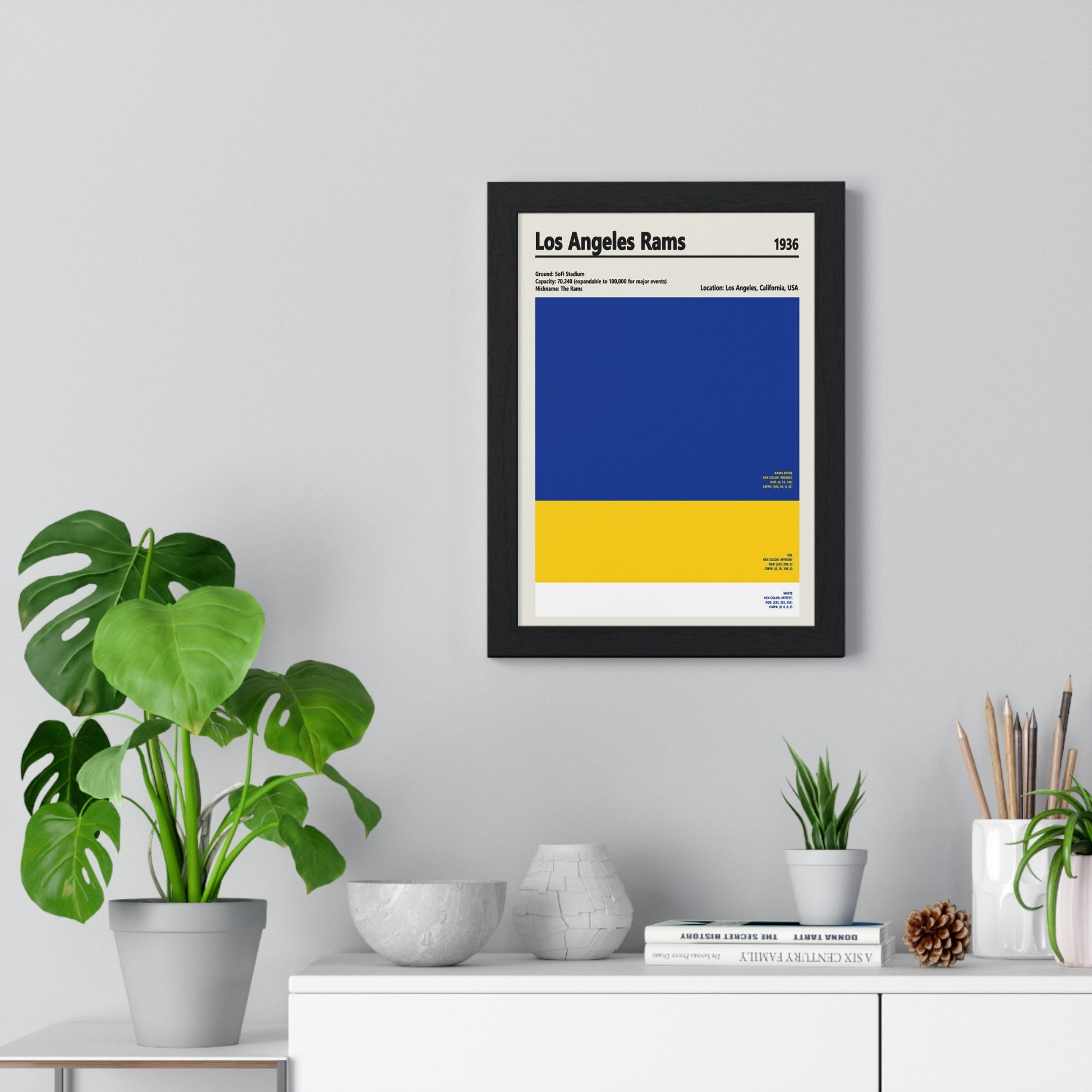 Framed Los Angeles Rams colour swatch print