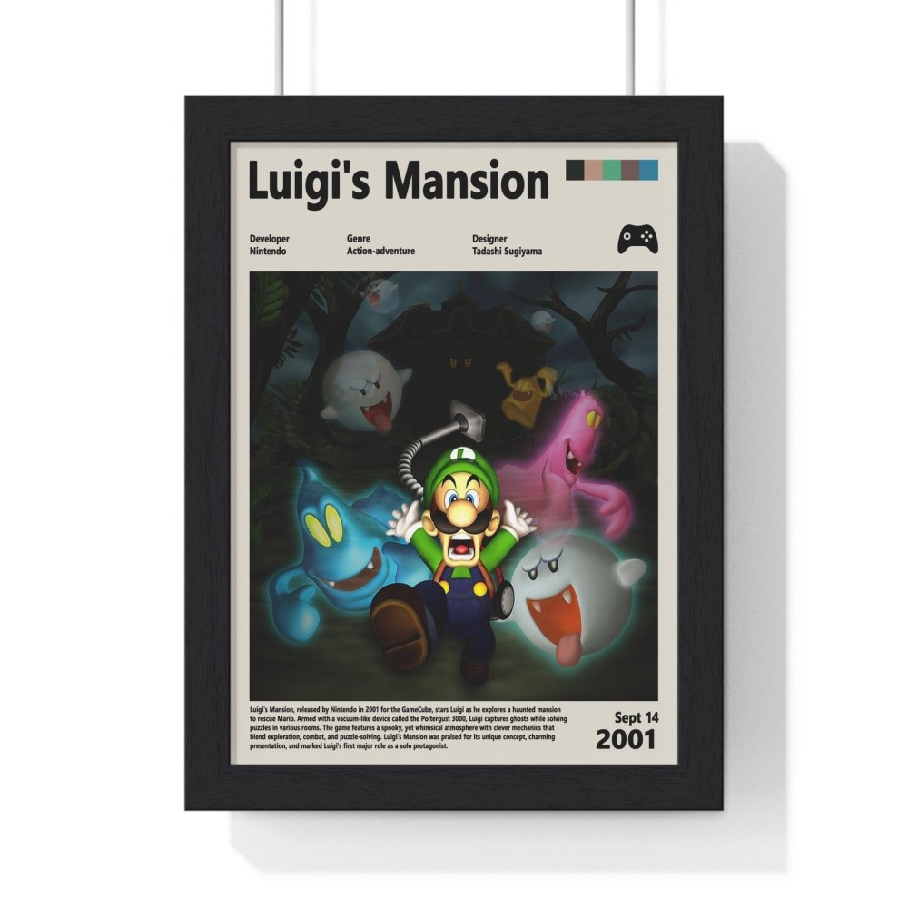 Luigi's Mansion 2001 - Video Game Info minimalist Poster - Poster Kingz