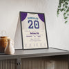 Luis Gonzalez 2001 World Series Game 7 Winning Hit Poster - Arizona Diamondbacks 20 Jersey Print framed and leaning on a sideboard