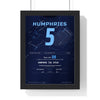Luke Humphries World Darts Final 2024 Darts Poster - 7-4 v Luke Littler Shirt Print framed in a black frame, ready to hang