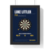 Luke Littler World Darts Champion 2025 print framed in a black frame, ready to hang