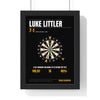 Luke Littler World Darts Champion 2026 print framed in a black frame, ready to hang