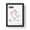 Lusail Circuit print White framed in a black frame, ready to hang