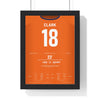 Luton Town Play-Off Final 2023 Poster - Jordan Clark 18 Wembley Shirt Print framed in a black frame, ready to hang