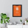 Luton Town Play-Off Final 2023 Poster - Jordan Clark 18 Wembley Shirt Print framed on a living room wall