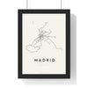 Madrid Metro Map Print - framed minimal Madrid metro lines map print, black lines on cream paper