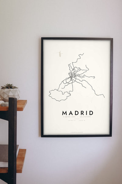Madrid Metro Map Print - Madrid metro lines map print on the living room wall