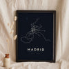 Madrid Metro Map Print - night style Madrid metro map print, light lines on a dark ground