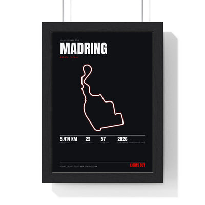 Madring Circuit print framed in a black frame, ready to hang