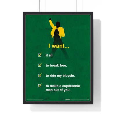 Queen I Want Checklist Framed or Unframed 30x40cm Music Poster - Queen wall art main framed product image