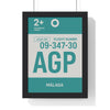 Framed Malaga AGP boarding pass travel poster