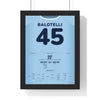 Man City 6-1 Man Utd 2011 Poster - Mario Balotelli 45 Why Always Me Shirt Print framed in a black frame, ready to hang