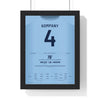 Man City Kompany Goal 2019 Poster - Vincent Kompany 4 v Leicester Etihad Shirt Print framed in a black frame, ready to hang