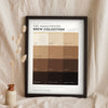 Manchester Brew Colour Chart in a black frame propped up on linen