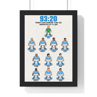 Manchester City 93:20 XI print in a black frame
