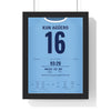 Manchester City Agüero 93:20 Shirt Print framed in a black frame, ready to hang