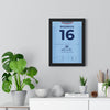 Manchester City Champions League Final 2023 Istanbul Poster - Rodri 16 Treble framed on a living room wall