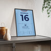 Manchester City Champions League Final 2023 Istanbul Poster - Rodri 16 Treble framed and leaning on a sideboard