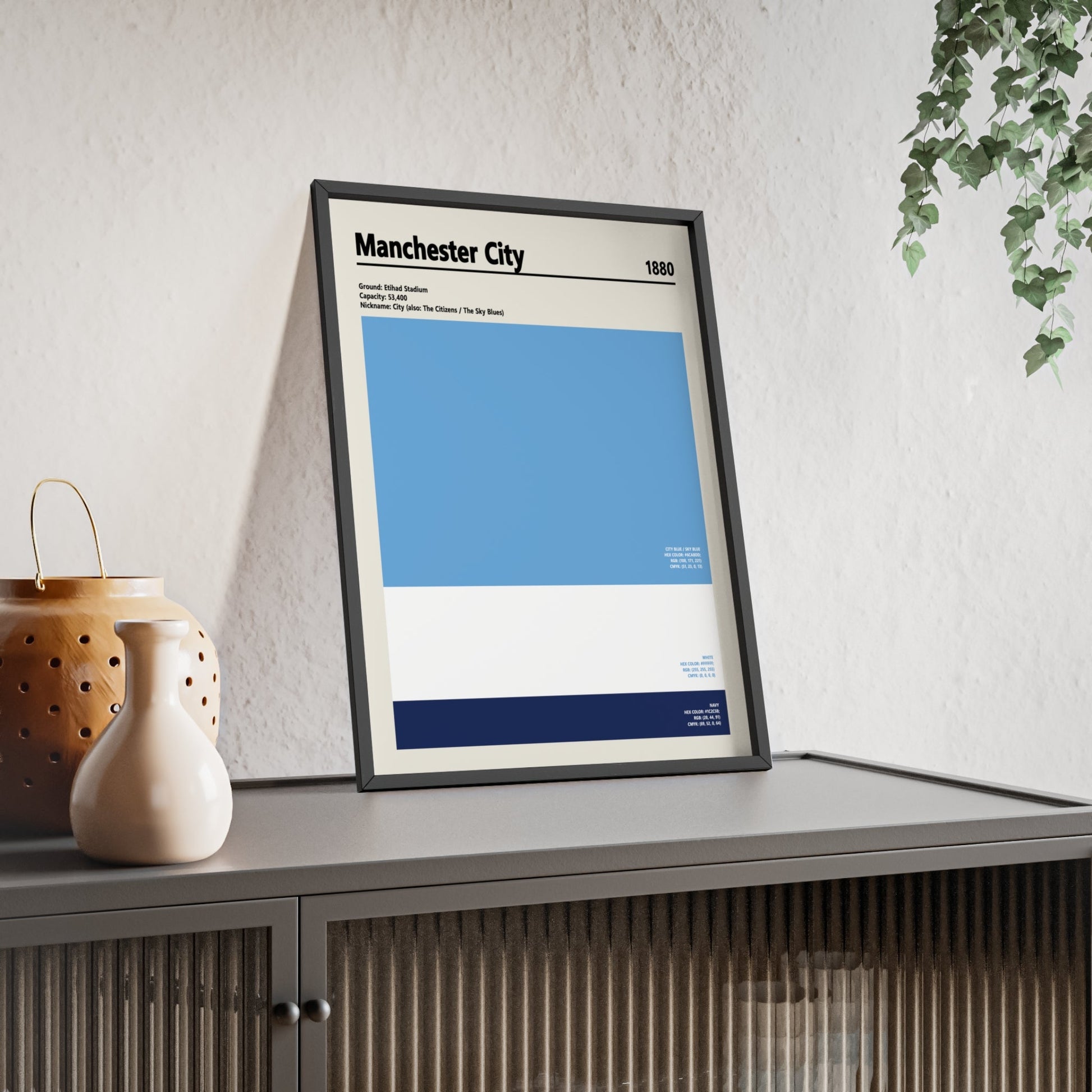 Framed Manchester City City Colours colour swatch print