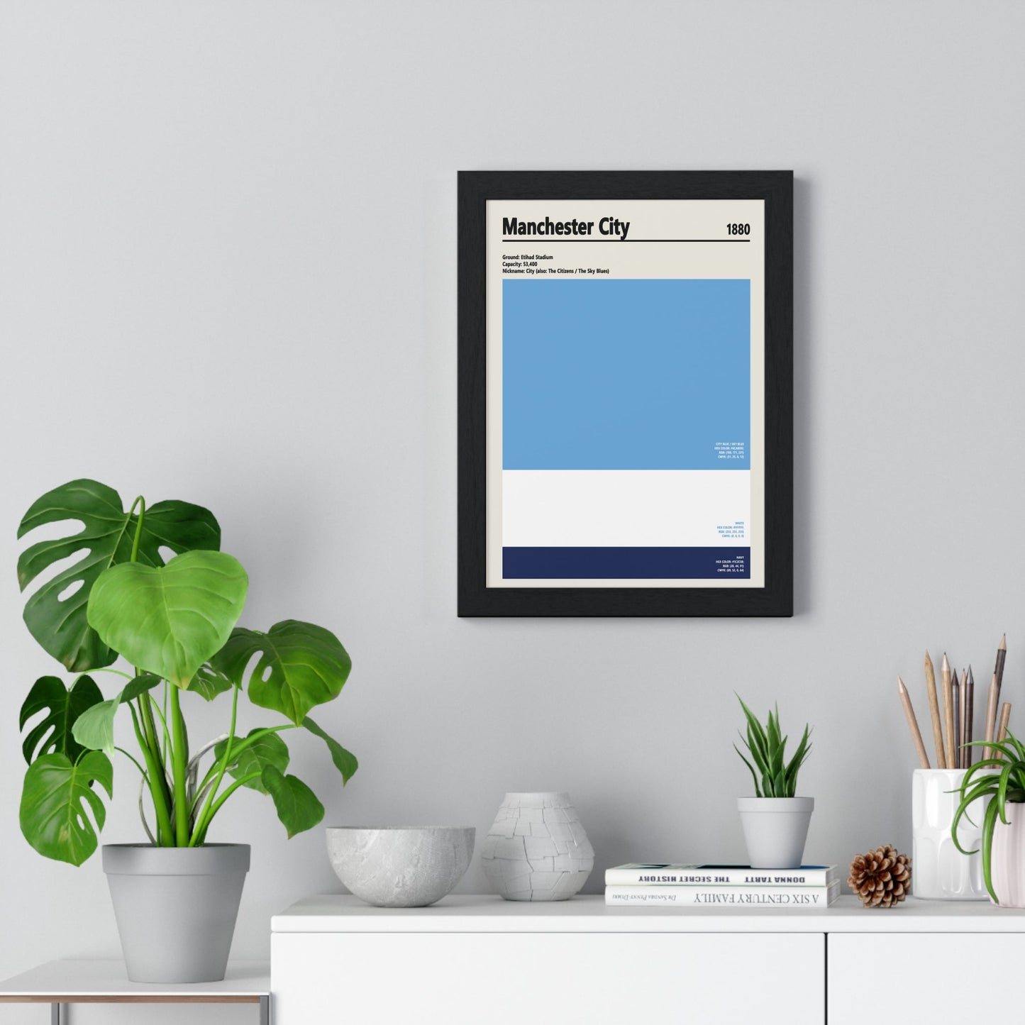 Framed Manchester City City Colours colour swatch print