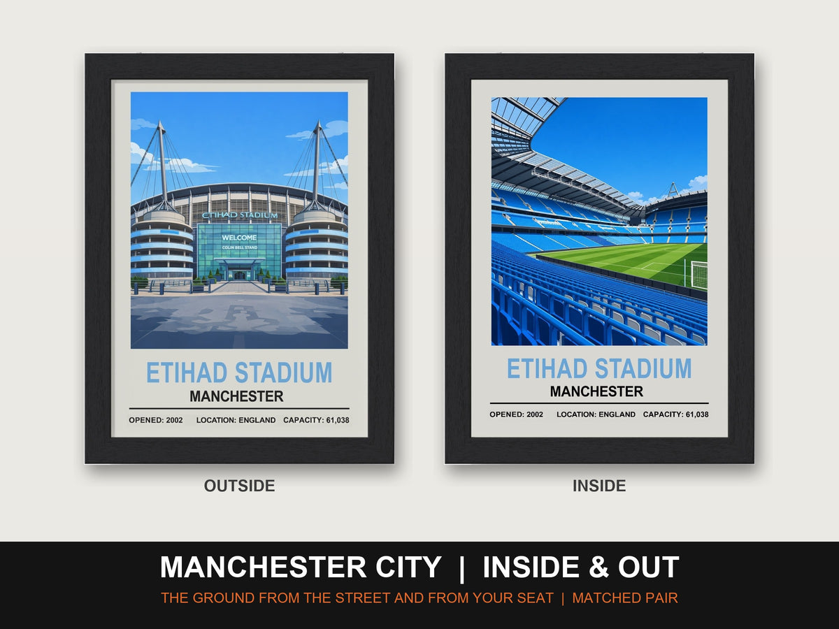 Manchester City Inside & Out Stadium Set | Etihad Stadium + Inside Stadium Prints