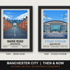 Manchester City Then & Now Stadium Set | Maine Road + Etihad Stadium Prints