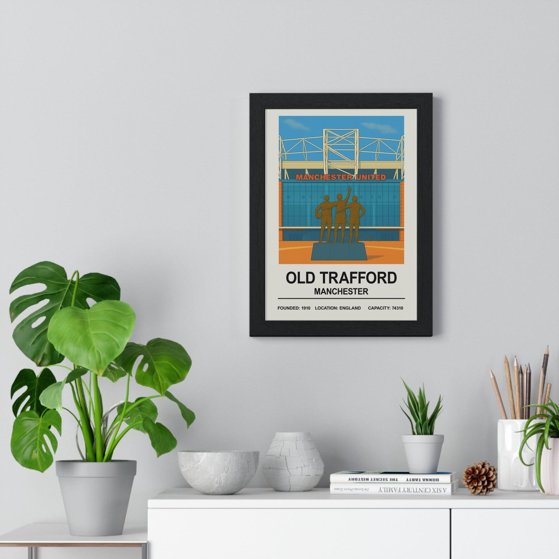 Framed Manchester Old Trafford Print Legends Stadium poster