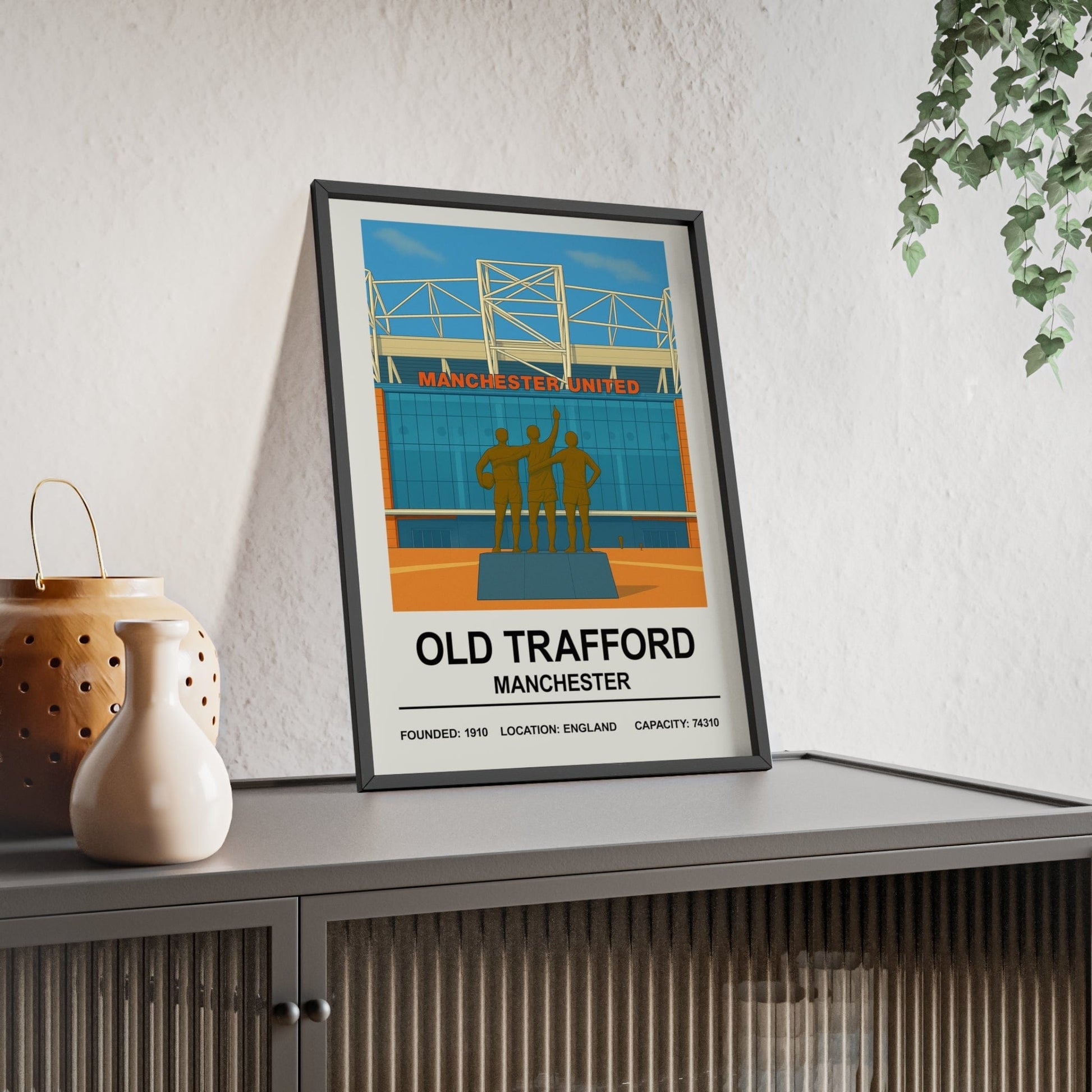 Framed Manchester Old Trafford Print Legends Stadium poster