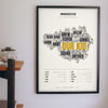 Manchester Sayings Print framed on a wall