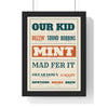 Manchester Slang Letterpress Print in a black frame, one of the three prints in the Manchester set