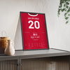 Manchester United Solskjær 1999 Shirt Print framed and leaning on a sideboard