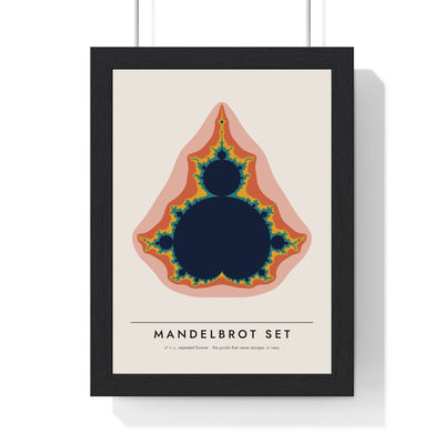 Mandelbrot Set print framed in a black frame, ready to hang