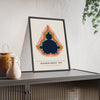Mandelbrot Set print framed and leaning on a sideboard