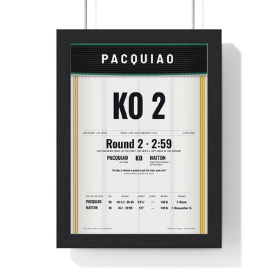 Pacquiao v Hatton 2009 Boxing Poster framed in a black frame, ready to hang